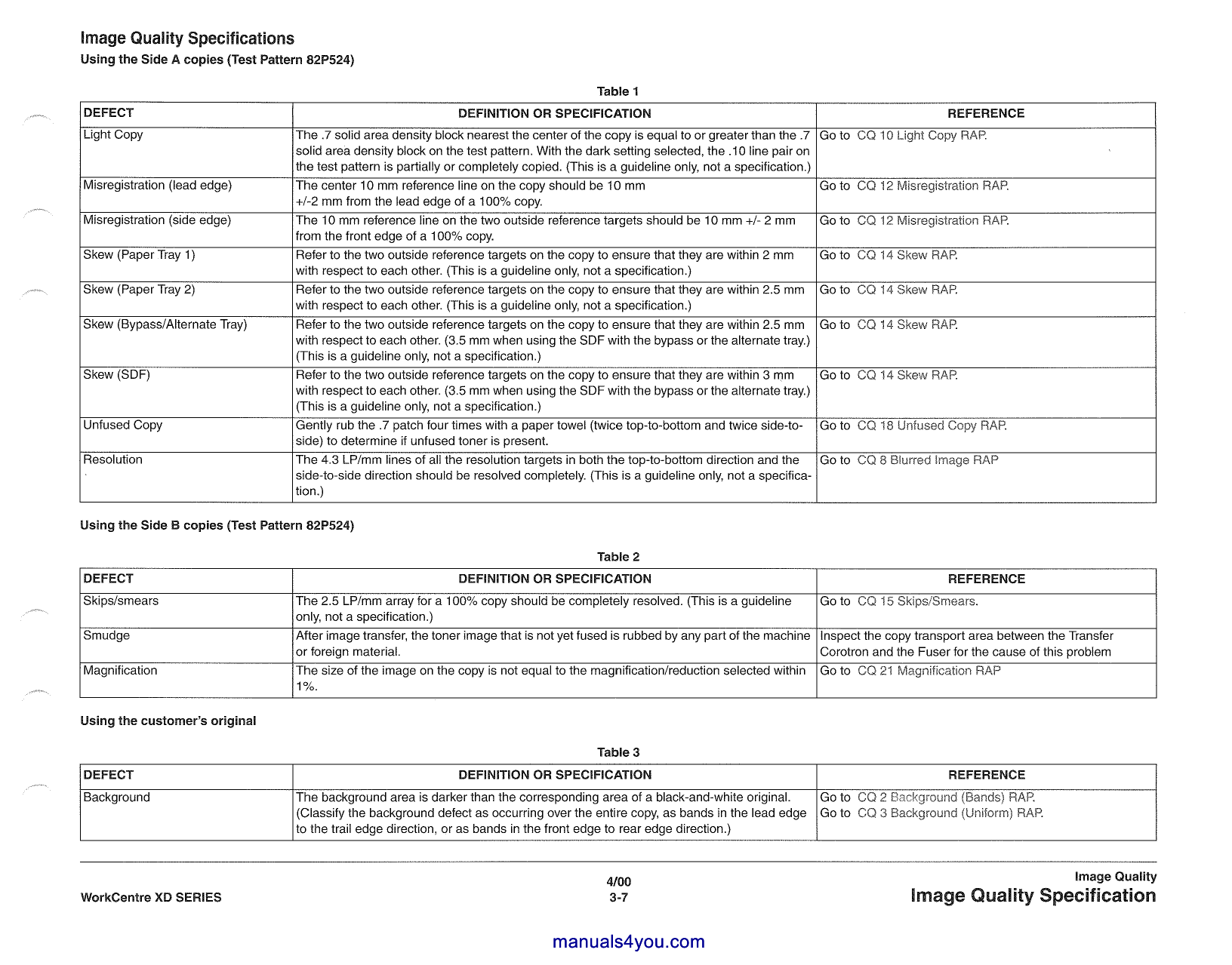 Xerox WorkCentre XD Series Parts List and Service Manual-3